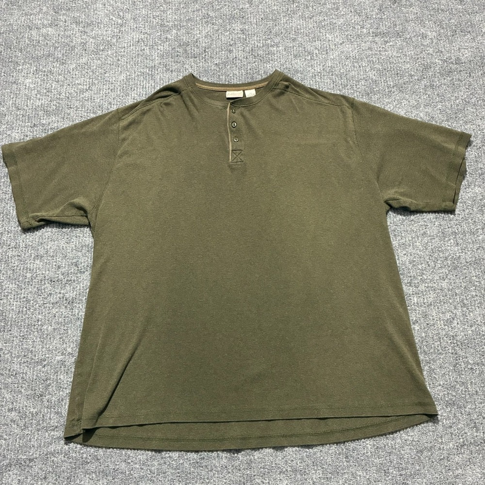 Fieldmaster‎ Mens Henley Shirt Size 2XL Green 100% Cotton Casual Short Sleeve